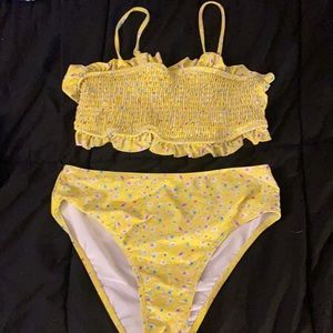 Yellow floral bathing suit